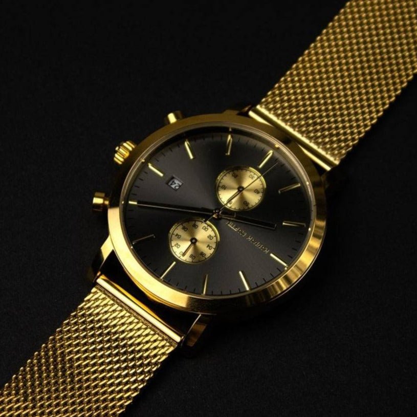 Reloj Hannah Martin Negro Original Cronógrafo con Brazalete de Acero Negro - Diseño Elegante 42mm - Hannah Martin en Perú | Jherr Jewelry