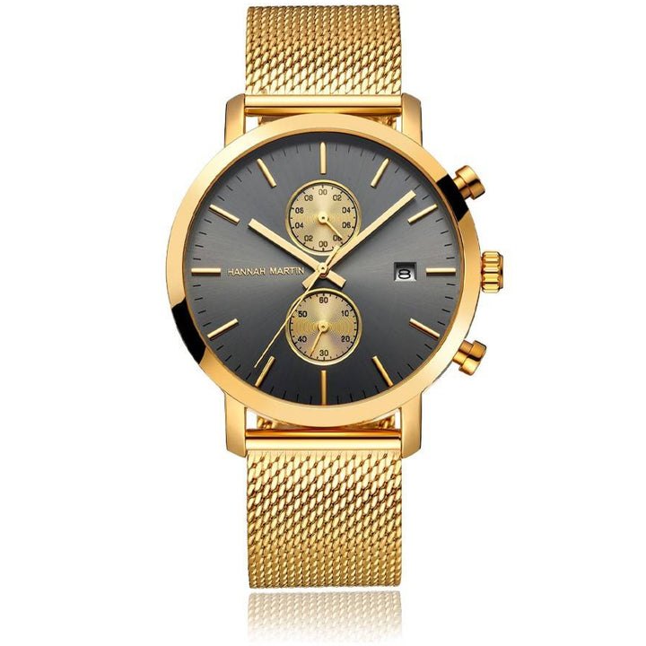 Reloj Hannah Martin Negro Original Cronógrafo con Brazalete de Acero Negro - Diseño Elegante 42mm - Hannah Martin en Perú | Jherr Jewelry