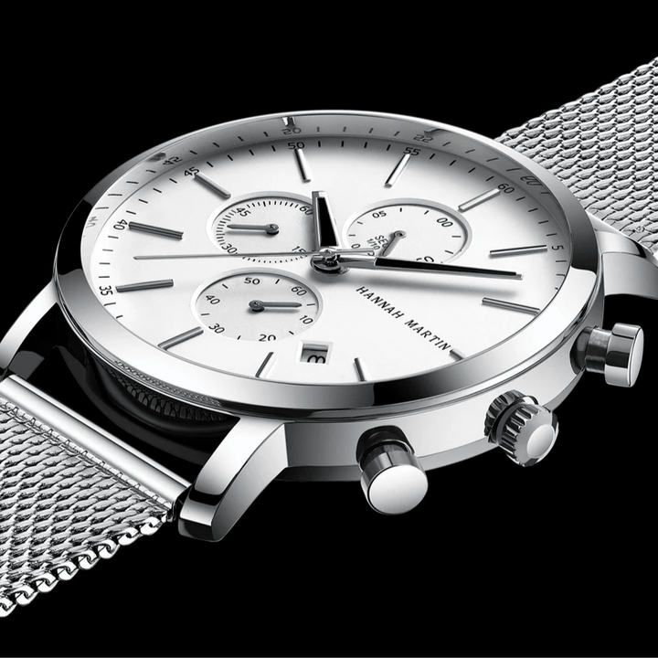 Reloj Hannah Martin Negro Original Cronógrafo con Brazalete de Acero Negro - Diseño Elegante 42mm - Hannah Martin en Perú | Jherr Jewelry
