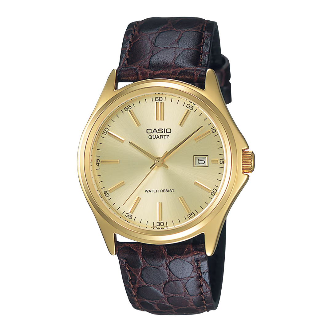 Reloj Casio MTP-1183Q-9A Dorado Elegante - Esfera Champagne con Correa de Cuero Genuino - Casio en Perú | Jherr Jewelry