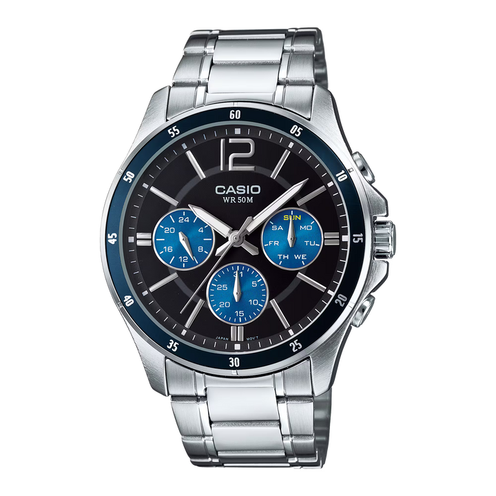 RELOJ CASIO ORIGINAL MTP-1374D-5AVEF | Acero Hombre Plateado Dial Rojo - Casio en Perú | Jherr Jewelry