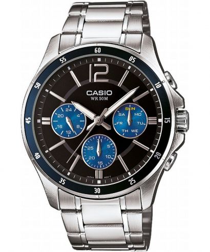 Reloj Casio MTP-1374PD-2AVEF Original, acero inoxidable, vista frontal, elegante y funcional.