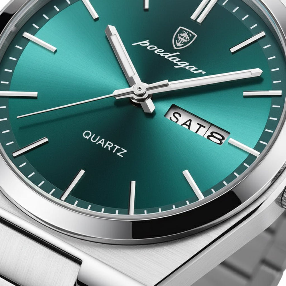 Reloj Poedagar 930 ORIGINAL Dial Verde Marine Brazalete de Eslabones - Diseño Luxury 40mm - Poedagar en Perú