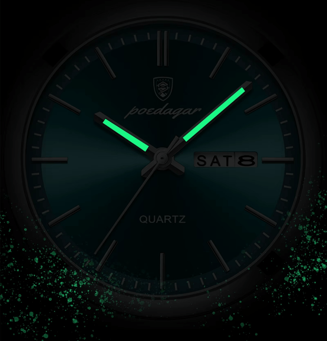 Reloj Poedagar ORIGINAL Dial Verde Marine Brazalete de Eslabones - Diseño Luxury 40mm - Poedagar en Perú | Jherr Jewelry