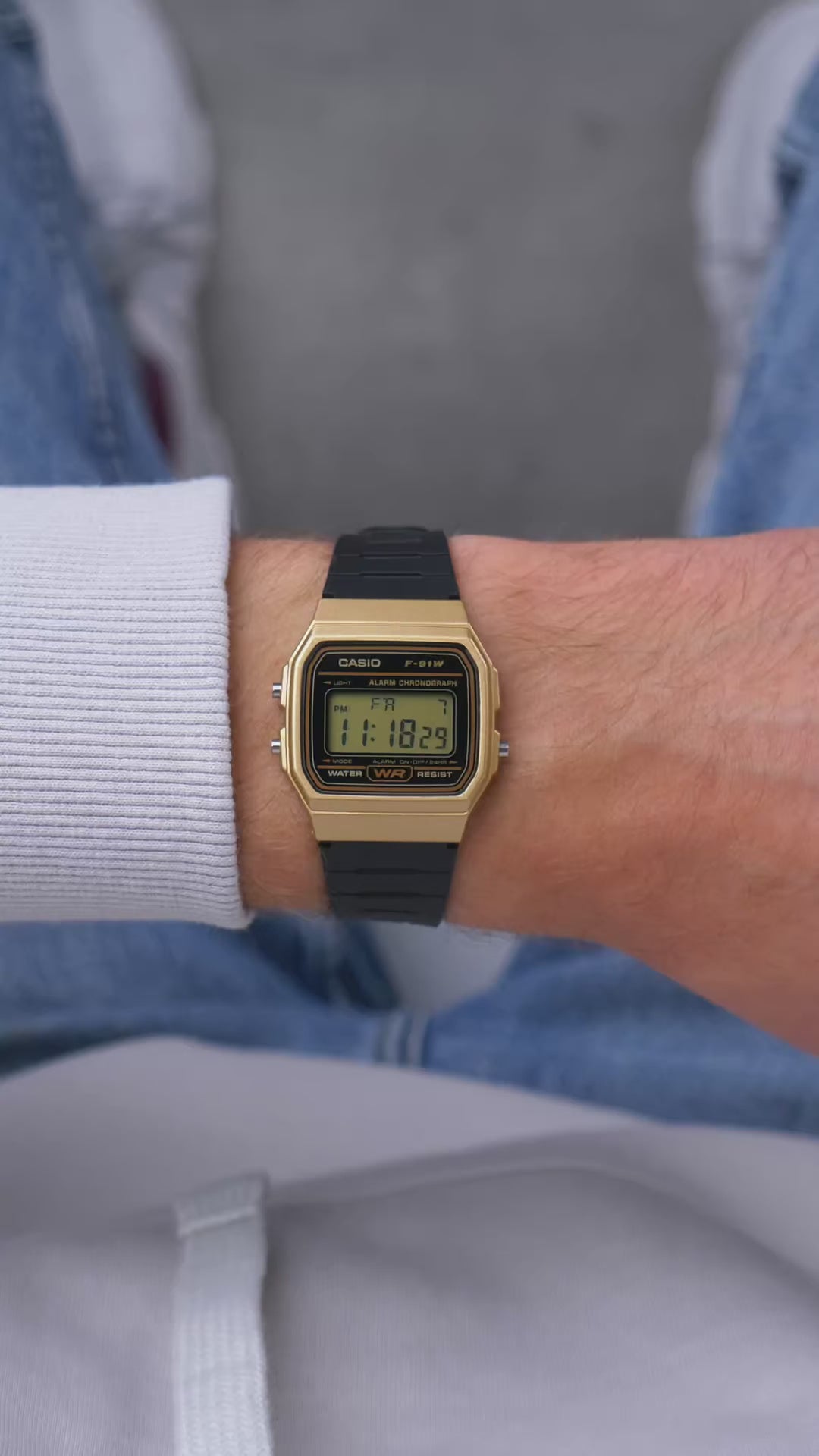 Reloj Casio F-91W-9A Original Digital Gold Black - Clásico con Garantía