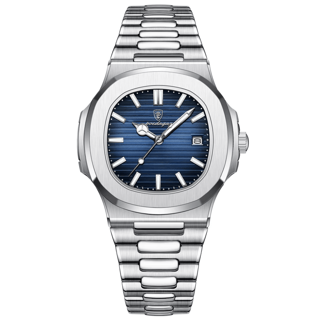 Reloj Poedagar 613 ORIGINAL Acero Esfera Azul con Brazalete de Acero Hombre - Diseño Luxury 40mm - Poedagar en Perú