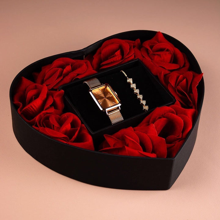 Box de Corazón con Rosas Malibu Rosen