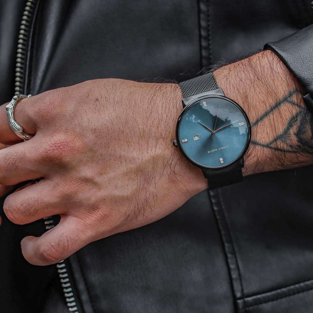 Reloj Hannah Martin con fechero fondo Azul Marino Hombre