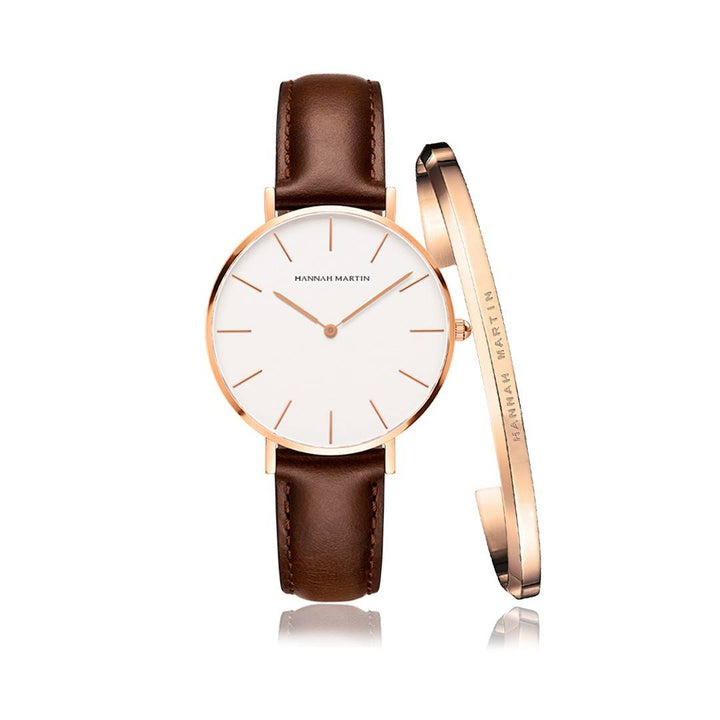 Reloj fondo blanco oro rosa con brazalete