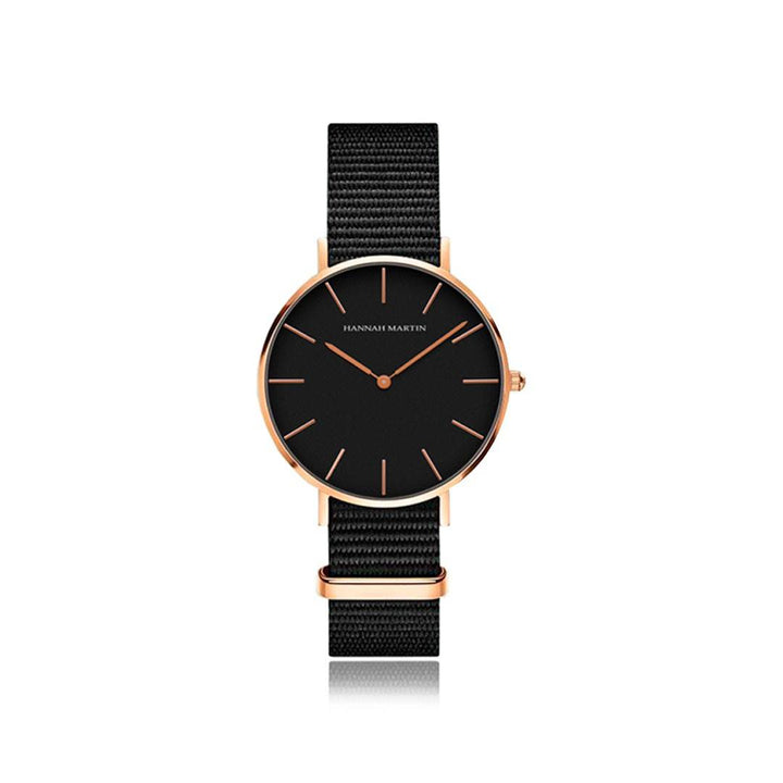 Relojes de Pareja Hannah Martin Rose Gold con NATO Negro - Set Coordinado 40mm/36mm - Hannah Martin en Perú | Jherr Jewelry