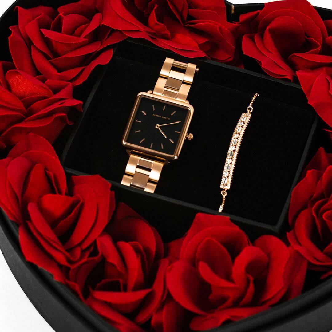Box de Rosas – Reloj + Pulsera Black - Hannah Martin en Perú | Jherr Jewelry