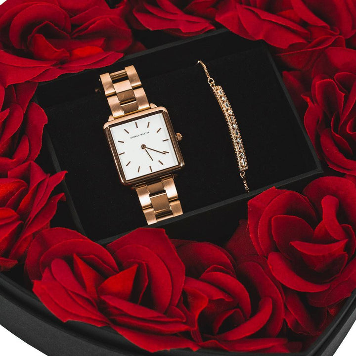 Box de Rosas – Reloj + Pulsera White - Hannah Martin en Perú | Jherr Jewelry