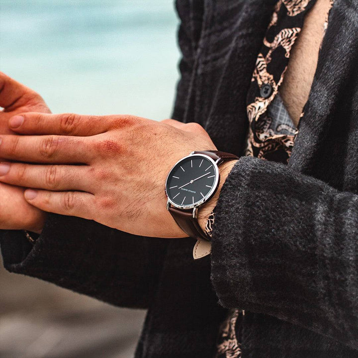 Reloj Hannah Martin para Hombre Cuero Marrón Plateado - Diseño Elegante 40mm - Hannah Martin en Perú | Jherr Jewelry