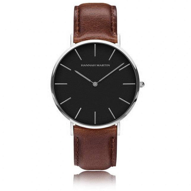 Reloj Hannah Martin para Hombre Cuero Marrón Plateado - Diseño Elegante 40mm - Hannah Martin en Perú | Jherr Jewelry