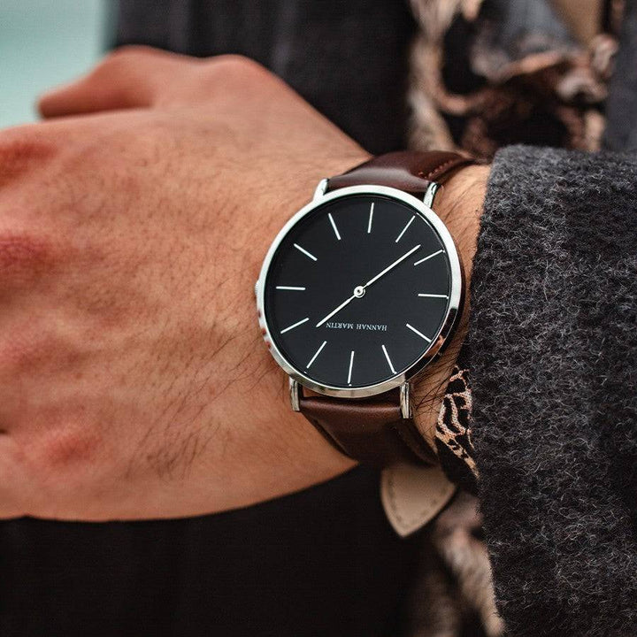 Reloj Hannah Martin para Hombre Cuero Marrón Plateado - Diseño Elegante 40mm - Hannah Martin en Perú | Jherr Jewelry