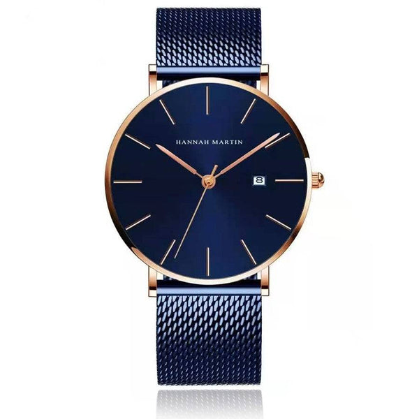 Reloj  Oro Rosa Esfera Azul con Mesh Azul y Fecha - Diseño Premium 40mm