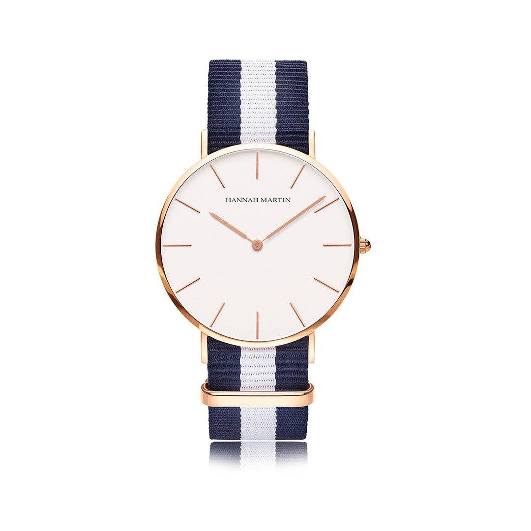 Reloj Hannah Martin Glasgow Oro Rosa con Correa NATO Azul Marino - Diseño Minimalista 40mm - Hannah Martin en Perú | Jherr Jewelry