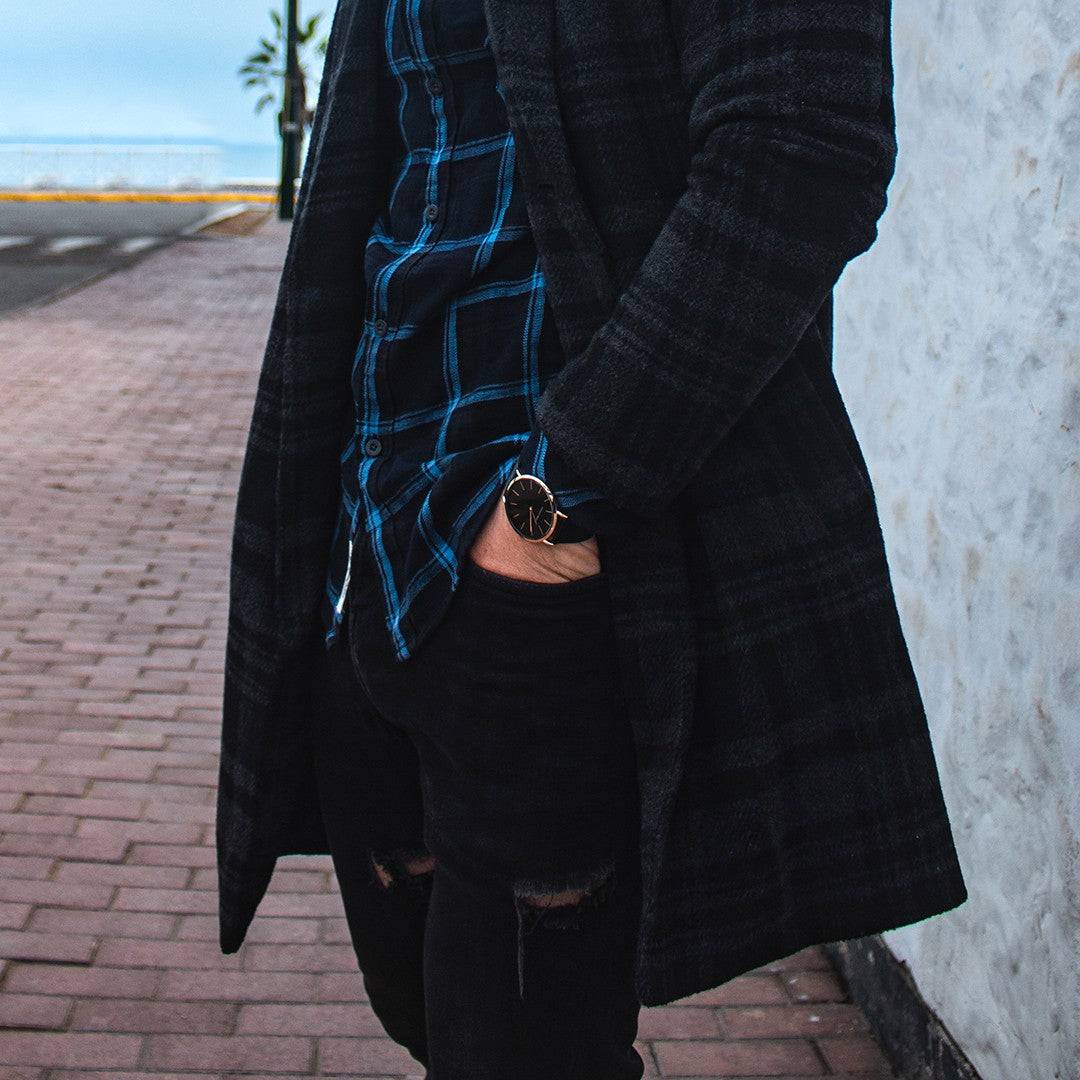 Reloj Hannah Martin Original Malla Negra para Hombre – Negro y Oro Rosa 40mm - Hannah Martin en Perú | Jherr Jewelry