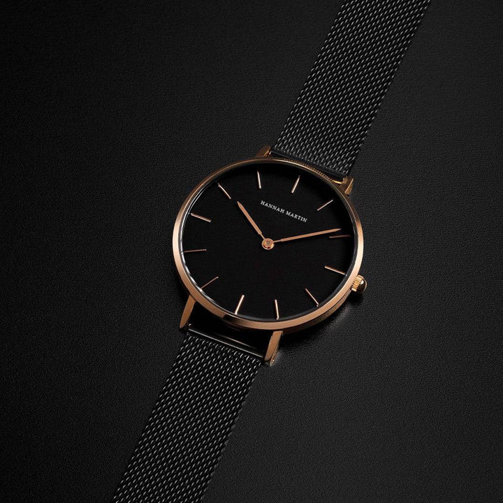 Reloj Hannah Martin para mujer Malla Negra Esfera Negra - Hannah Martin en Perú | Jherr Jewelry