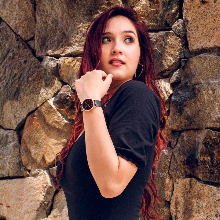 Reloj Hannah Martin para mujer Malla Negra Esfera Negra - Hannah Martin en Perú | Jherr Jewelry
