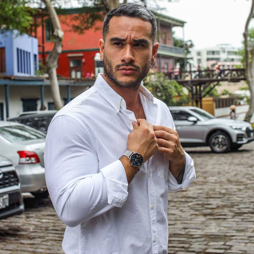 Reloj Hannah Martin Plateado Mármol para Hombre - Elegancia 40mm - Hannah Martin en Perú | Jherr Jewelry