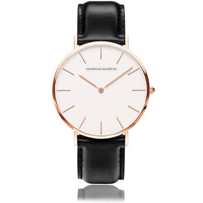 Reloj Hannah Martin Original Hombre - Correa Cuero Negro Esfera Blanca - Hannah Martin en Perú | Jherr Jewelry