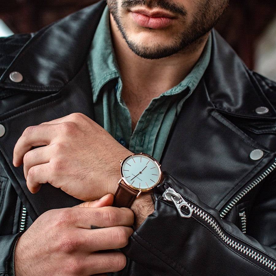 Reloj Hannah Martin Original Hombre - Correa Cuero Negro Esfera Blanca - Hannah Martin en Perú | Jherr Jewelry