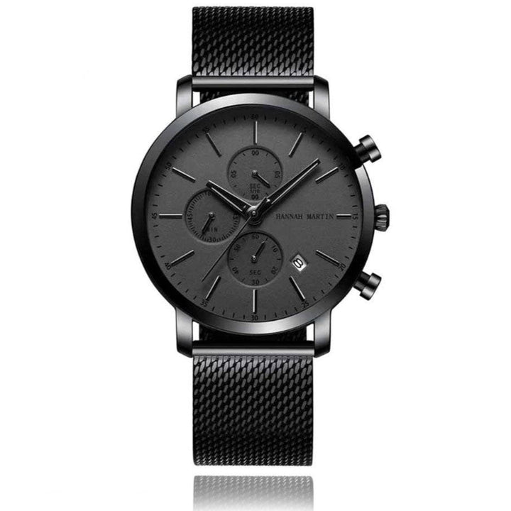 Reloj Hannah Martin Negro Original Cronógrafo con Brazalete de Acero Negro - Diseño Elegante 42mm - Hannah Martin en Perú | Jherr Jewelry