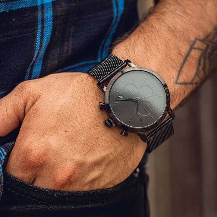 Reloj Hannah Martin Negro Original Cronógrafo con Brazalete de Acero Negro - Diseño Elegante 42mm - Hannah Martin en Perú | Jherr Jewelry